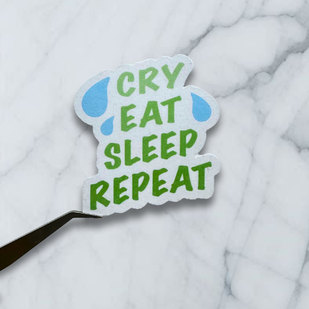 cry eat sleep repeat mental health sticker