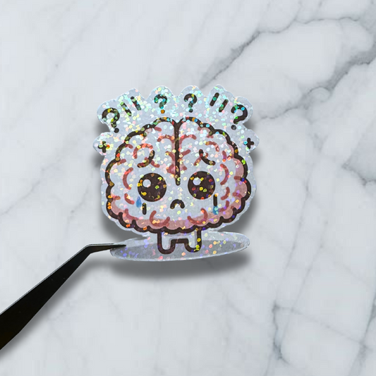 Confused Brain Holographic Sticker - Brain Buddies