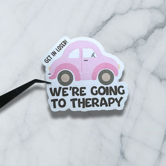 we're going to therapy car mental health sticker