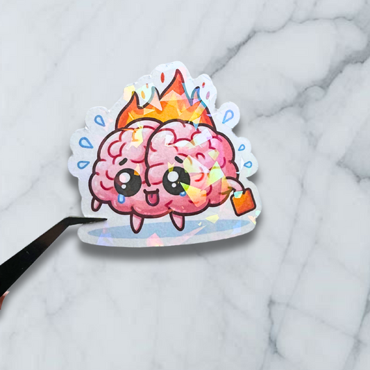 Fire Brain Holographic Sticker - Brain Buddies